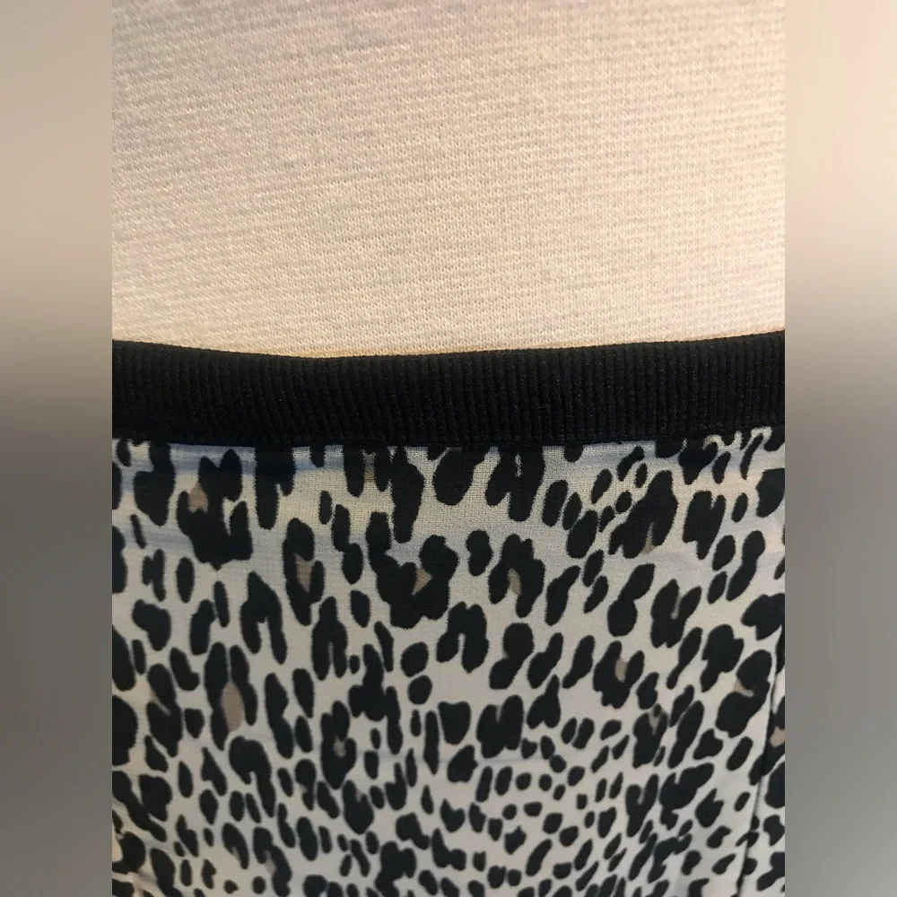 Worthington A Line Pleated Chiffon Skirt Lined Leopard Print